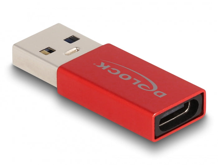 Delock USB 10 Gbps Adapter USB Typ-A Stecker zu USB Type-C™ Buchse aktiv rot