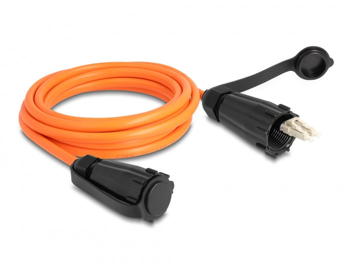 Delock LWL Kabel LC Duplex zu LC Duplex mit Verschlusskappe Multimode OM2 IP68 staub- und wasserdicht 3 m