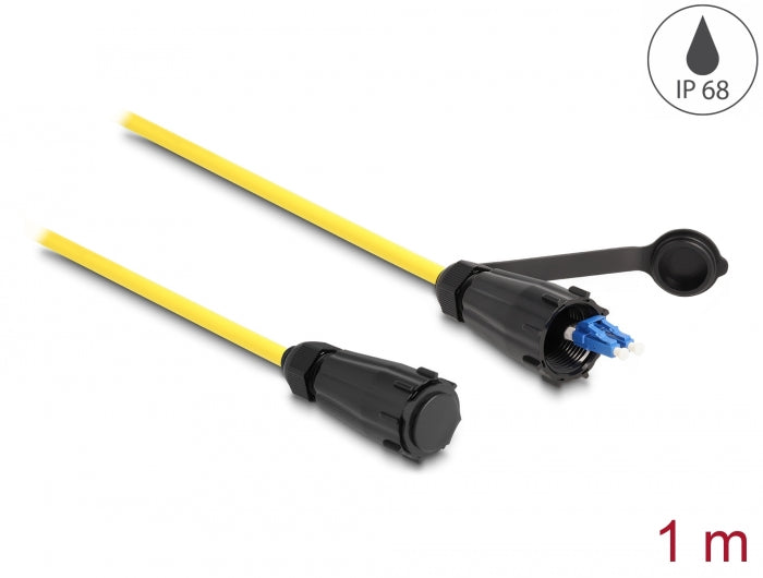 Delock LWL Kabel LC Duplex zu LC Duplex mit Verschlusskappe Singlemode IP68 staub- und wasserdicht 1 m