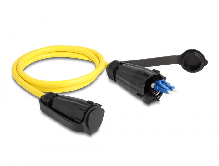 Delock LWL Kabel LC Duplex zu LC Duplex mit Verschlusskappe Singlemode IP68 staub- und wasserdicht 1 m