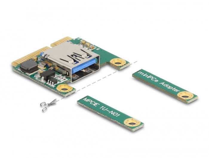 Delock Mini PCIe I/O 1 x USB 2.0 Typ-A Buchse full size / half size