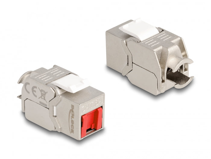Delock Keystone Modul RJ45 Buchse zu LSA Cat.6A werkzeugfrei mit roter Staubschutzkappe