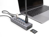 Delock Externer USB 5 Gbps 6 Port Hub mit Schalter und SD / Micro SD Slot