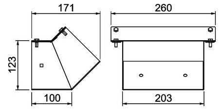 BETTERMANN Inneneck BS-K 45° gr unbeh PLMR LR 1220 A2 260x158mm schraub