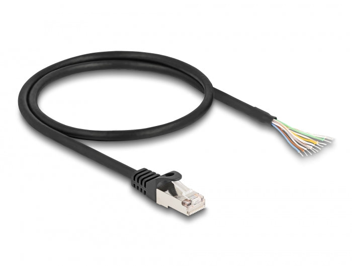 Delock Kabel RJ50 Stecker zu offenen Kabelenden S/FTP 0,5 m schwarz