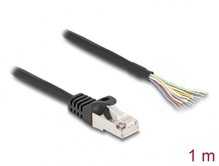 Delock Kabel RJ50 Stecker zu offenen Kabelenden S/FTP 1 m schwarz