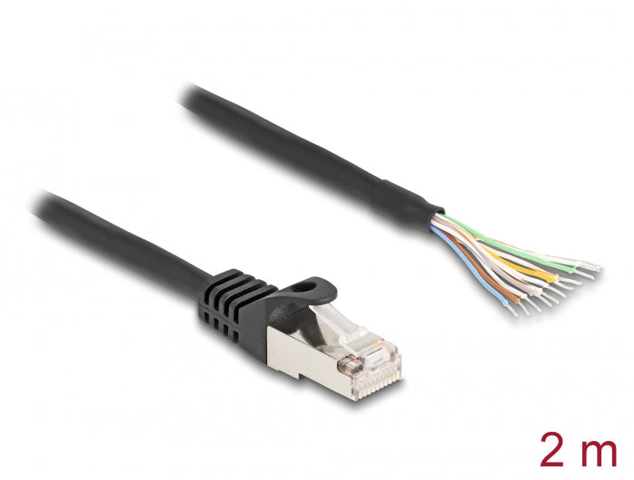 Delock Kabel RJ50 Stecker zu offenen Kabelenden S/FTP 2 m schwarz