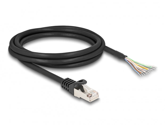 Delock Kabel RJ50 Stecker zu offenen Kabelenden S/FTP 2 m schwarz