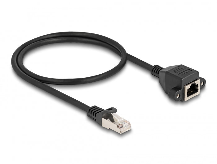Delock RJ50 Verlängerungskabel Stecker zu Buchse S/FTP 0,5 m schwarz