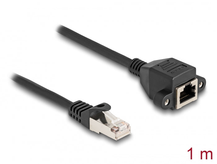Delock RJ50 Verlängerungskabel Stecker zu Buchse S/FTP 1 m schwarz