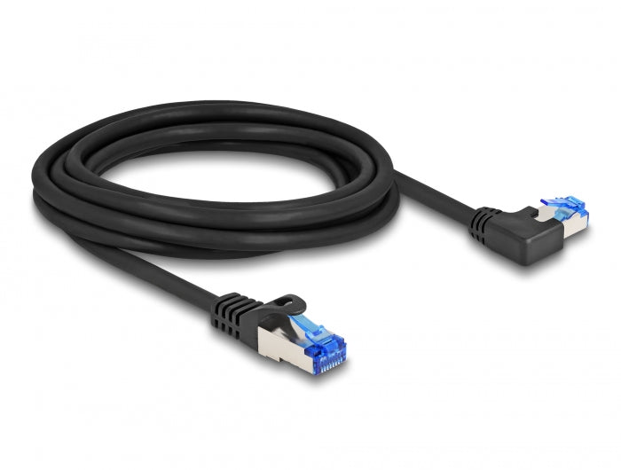 Delock RJ45 Netzwerkkabel Cat.6A S/FTP gerade / links gewinkelt 3 m schwarz