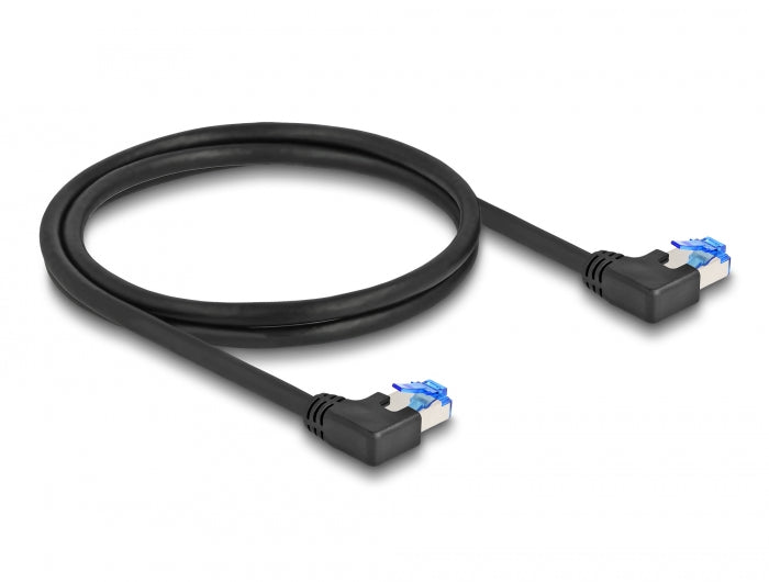 Delock RJ45 Netzwerkkabel Cat.6A S/FTP links gewinkelt 1 m schwarz