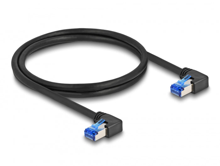 Delock RJ45 Netzwerkkabel Cat.6A S/FTP rechts gewinkelt 1 m schwarz