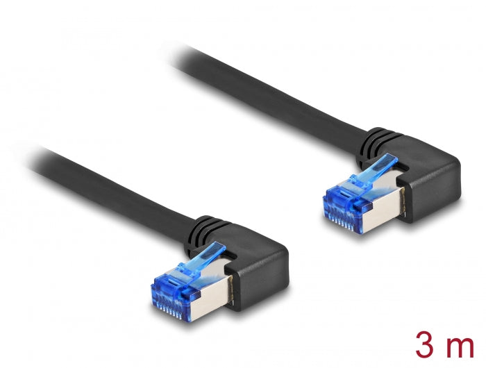 Delock RJ45 Netzwerkkabel Cat.6A S/FTP rechts gewinkelt 3 m schwarz