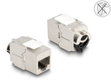 Delock Keystone Modul RJ45 Buchse zu LSA Cat.6A STP mit Verschlussclip und kabelbinderfrei