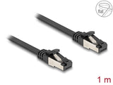Delock RJ45 Flachband Patchkabel Stecker zu Stecker Cat.8.1 flexibel 1 m schwarz