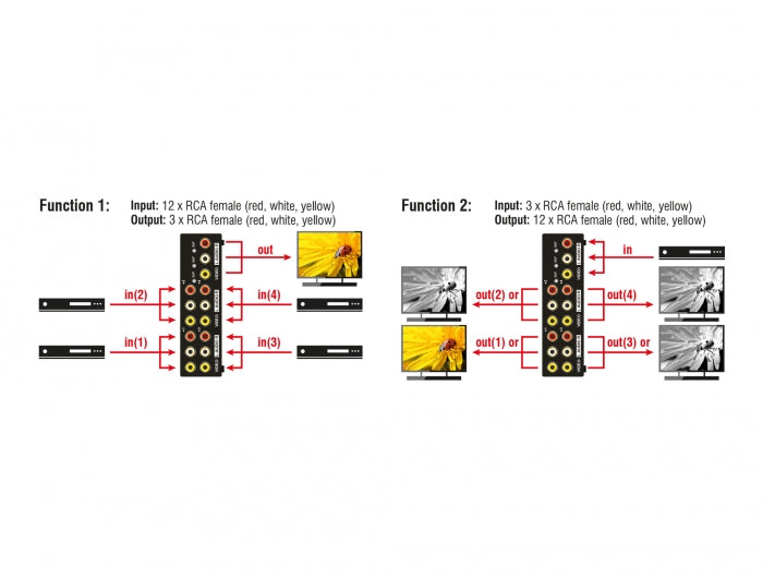 Delock Umschalter Audio / Video 4 Port manuell bidirektional