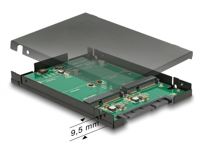 Delock 2.5″ Konverter SATA 22 Pin > 2 x mSATA mit RAID mit Gehäuse