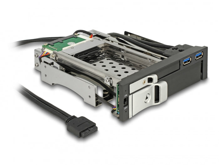Delock 5.25″ Wechselrahmen für 1 x 2.5″ + 1 x 3.5″ SATA HDD + 2 x USB 3.0 Ports