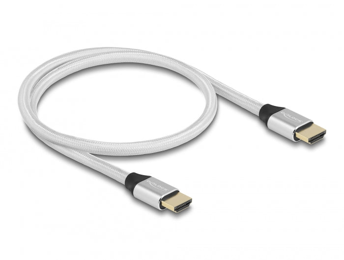 Delock Ultra High Speed HDMI Kabel 48 Gbps 8K 60 Hz silber 0,5 m zertifiziert
