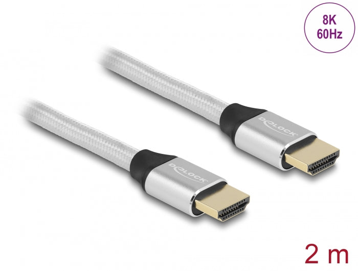 Delock Ultra High Speed HDMI Kabel 48 Gbps 8K 60 Hz silber 2 m zertifiziert