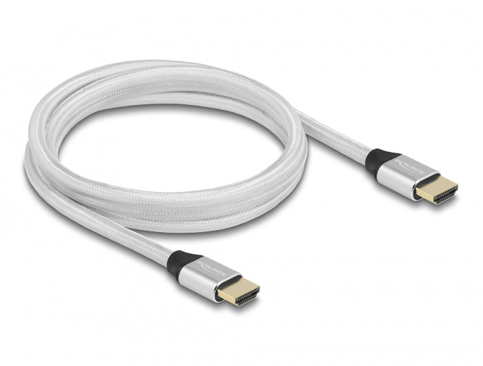 Delock Ultra High Speed HDMI Kabel 48 Gbps 8K 60 Hz silber 2 m zertifiziert