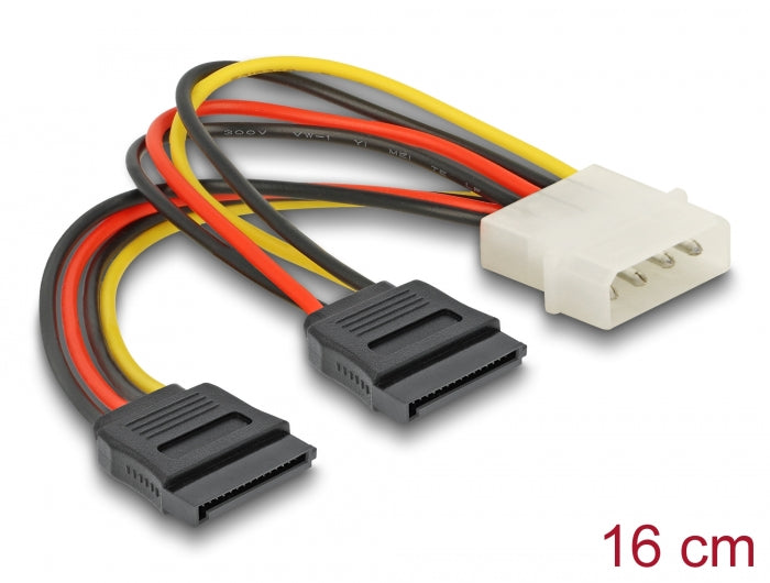 Delock Kabel SATA 15 Pin HDD 2 x zu 4 Pin Stecker