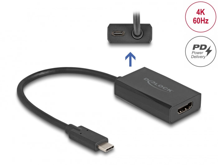 Delock Adapter HDMI Buchse zu USB Type-C™ Stecker (DP Alt Mode) 4K mit PD 100 W