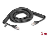 Delock RJ45 Spiralkabel Stecker zu Stecker Cat.5e 3 m schwarz