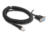 Delock Spiralkabel RJ50 Stecker zu D-Sub 9 Buchse 1,5 m schwarz
