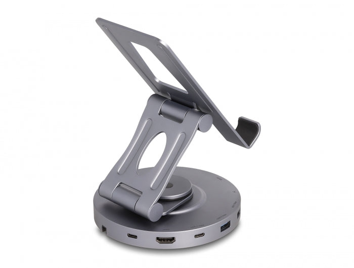 Delock Tablet und Notebook Dockingstation 4K mit integrierter Halterung - HDMI / USB / Hub / SD / Micro SD / PD 3.0 - 360° drehbar