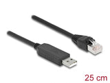Delock Serielles Anschlusskabel mit FTDI Chipsatz, USB 2.0 Typ-A Stecker zu RS-232 RJ45 Stecker 25 cm schwarz