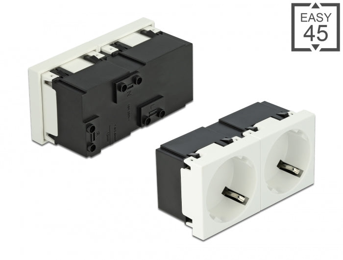 Delock Easy 45 Schutzkontakt-Steckdose 2-fach 45°-Anordnung 45 x 45 mm