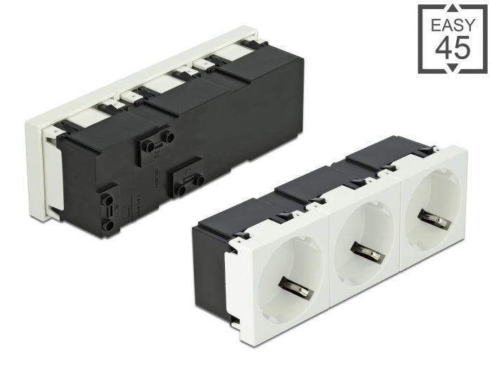 Delock Easy 45 Schutzkontakt-Steckdose 3-fach 45°-Anordnung 45 x 45 mm