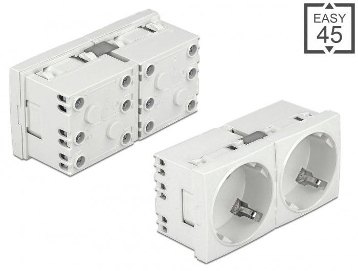 Delock Easy 45 Schutzkontakt-Steckdose 45°-Anordnung 2-fach erweiterbar 45 x 45 mm