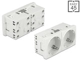 Delock Easy 45 Schutzkontakt-Steckdose 45°-Anordnung 2-fach erweiterbar 45 x 45 mm
