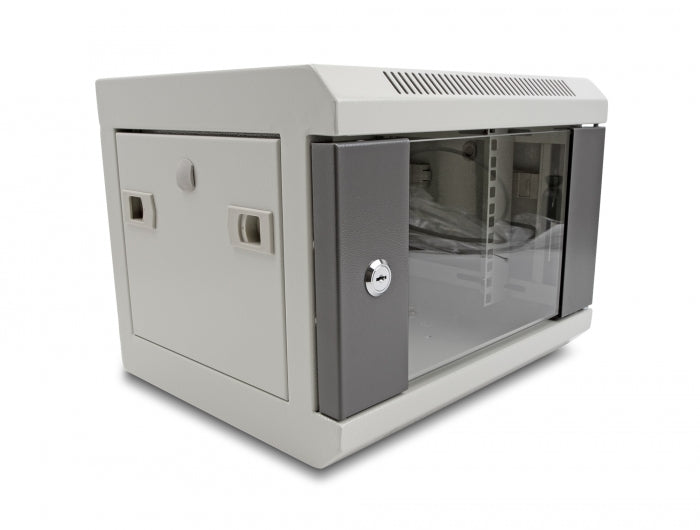 Delock 10″ Netzwerkschrank mit Glastür 4 HE grau