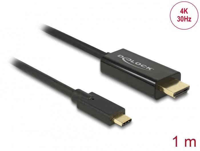 Delock Kabel USB Type-C™ Stecker > HDMI Stecker (DP Alt Mode) 4K 30 Hz 1 m schwarz