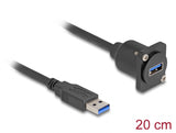 Delock D-Typ USB 5 Gbps Kabel Typ-A Stecker zu Typ-A Buchse schwarz 20 cm