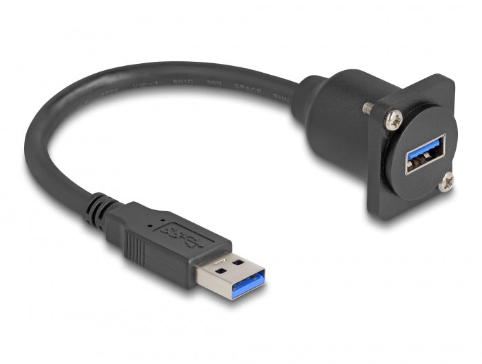 Delock D-Typ USB 5 Gbps Kabel Typ-A Stecker zu Typ-A Buchse schwarz 20 cm
