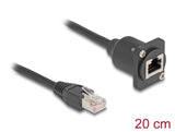Delock D-Typ RJ45 Kabel Stecker zu Buchse Cat.5e schwarz 20 cm