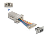 Delock D-Sub 9 Pin Buchse zu RJ50 Buchse Montagesatz grau
