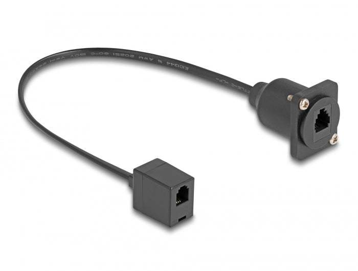 Delock D-Typ RJ10 Kabel Buchse zu Buchse schwarz 30 cm