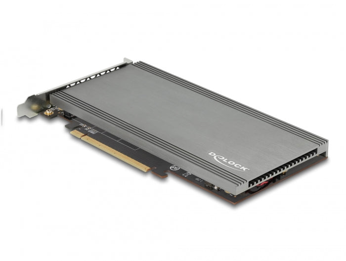 Delock PCI Express x16 Karte zu 4 x intern NVMe M.2 Key M mit Kühlkörper und Lüfter - Bifurcation