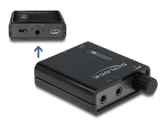 Delock Tragbarer Stereo Kopfhörer-Verstärker mit zwei Ausgängen und Bass-Boost
