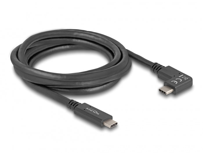 Delock USB 5 Gbps Kabel USB Type-C™ Stecker zu USB Type-C™ Stecker gewinkelt links / rechts 2 m 4K PD 60 W mit E-Marker