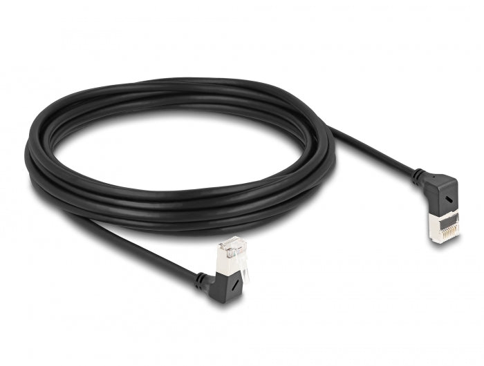 Delock RJ45 Netzwerkkabel Cat.6A S/FTP Slim 90° oben / unten gewinkelt 5 m schwarz