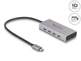Delock USB 10 Gbps USB Type-C™ Hub mit 4 x USB Type-C™ Buchse + 1 x USB Type-C™ PD 85 Watt mit 30 cm Anschlusskabel