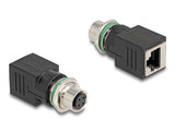 Delock M12 Adapter D-kodiert 4 Pin Buchse zu RJ45 Buchse gerade