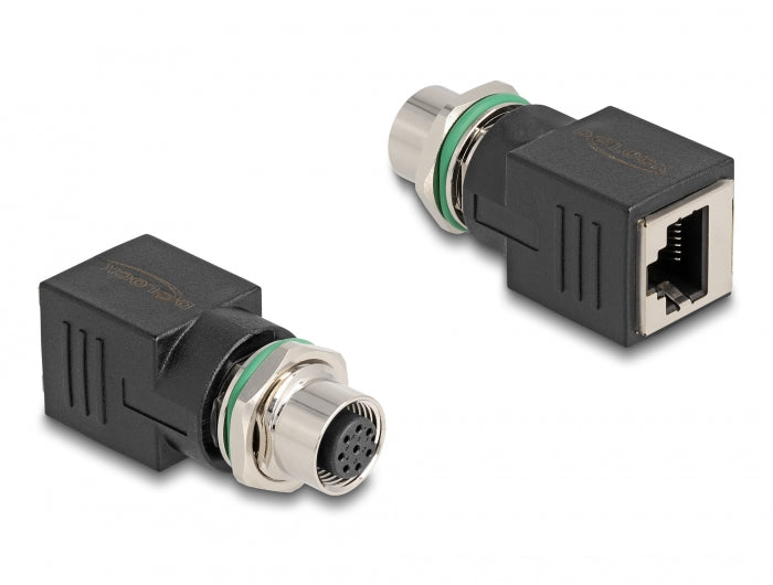 Delock M12 Adapter A-kodiert 8 Pin Buchse zu RJ45 Buchse gerade